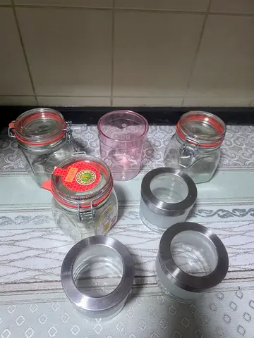 7 Set of Glass Storage Jars with Airtight Clamp Lids