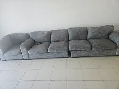 Light grey 4-piece fabric sofa set (spacious, comfortable)
