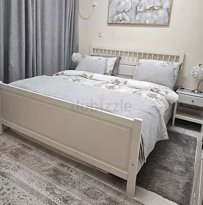 Solid wood Hemnes White Bed Set IKEA like new.