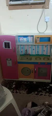 Kids Wooden Play Kitchen Set - Fridge, Oven, Sink and Accessories