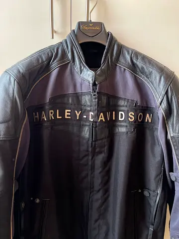 Harley-Davidson Mens Black Leather  Textile Motorcycle Jacket - Size M