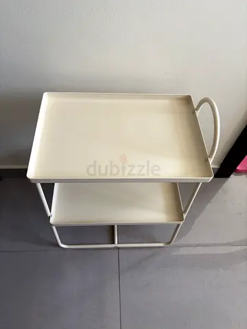 HATTÅSEN IKEA White Metal Two-Tier Serving Trolley / Side Table