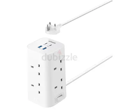 Anker Tower Extension Lead with USB Slots, 12-in-1 Surge Protector Plug Extension Socket with Switch