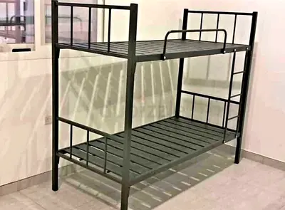 Sturdy Black Metal Bunk Bed Frame - Single over Single