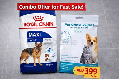 Royal Canin Maxi Adult 15kg + Pet Glove Wipes - Combo