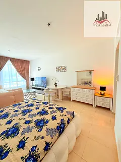 Sharjah, Al Khan, furnished studio apartment with hotel-style furnishings, first occupancy, spacious
