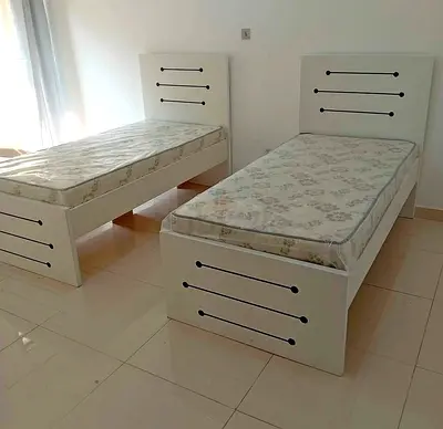 Brand New Single White Wooden Beds with Mattresses