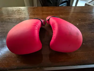 Pair of red boxing gloves - used
