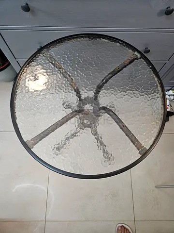 Glass Top Round Bistro Table with Metal Frame