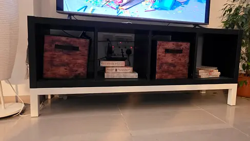 TV entertainment shelf on stand.