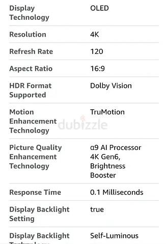 LG OLED 4K TV  C3 with 120Hz, Dolby Vision (a9 AI Processor 4K Gen6) - Excellent Condition