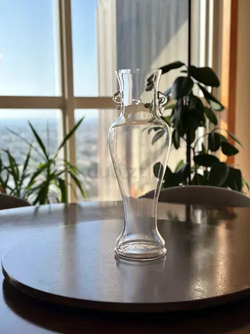 Clear Decorative Glass Vase with Handles - Tall Accent Piece
