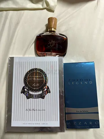 Two mens fragrances – Azzaro Chrome Legend (boxed) + Oud perfume bottle