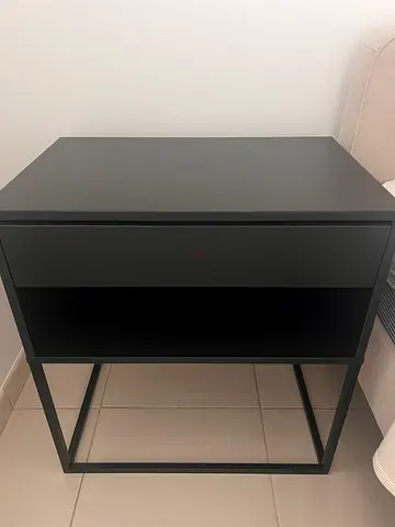 VIKHAMMER
 2 Bedside table, black, 60x39 cm