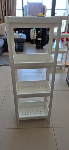 White Plastic 4-Tier Storage Shelf — Lightweight  Stackable