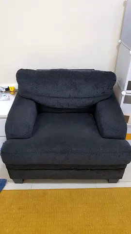 Comfortable Dark Grey Fabric Armchair - Good Condition