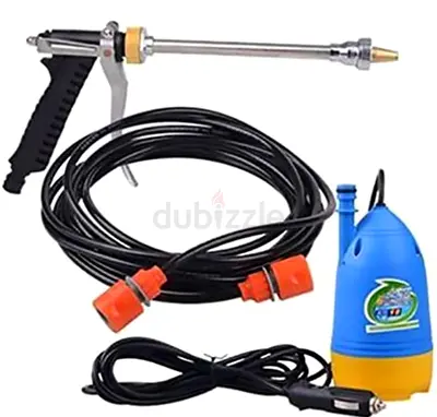 Portable 12V Car Pressure Washer Gun with Hose and Nozzle - Used