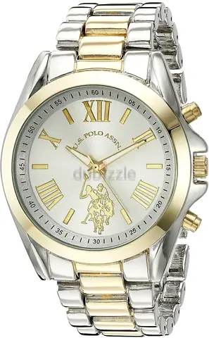 New U.S. POLO ASSN. Womens Quartz Watch, Analog Display and Gold Plated Strap - Limited Stock