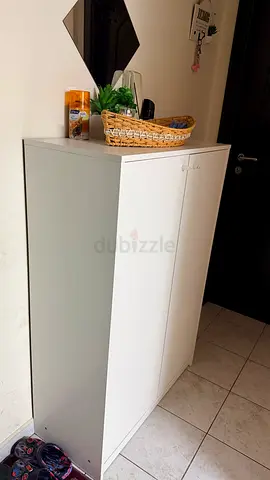 White 2-Door Storage Cabinet / Shoe Cabinet - Good Condition