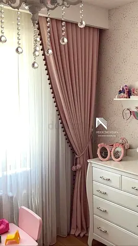 Soft Pink Blackout Curtains with Sheer Liner - Ready to Install