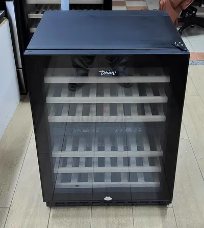 Terim Wine Cooler / Beverage Refrigerator - 7 Wooden Shelves, Black