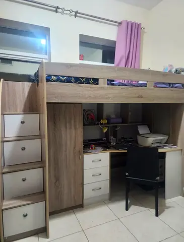 Loft Bed with Built-in Desk, Drawers and Stairs — Good Condition