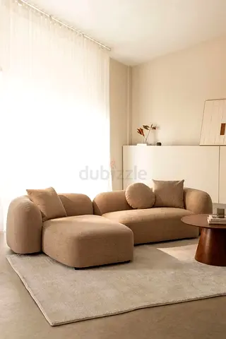 Modern Beige Modular Sectional Sofa - 3-Seater with Chaise