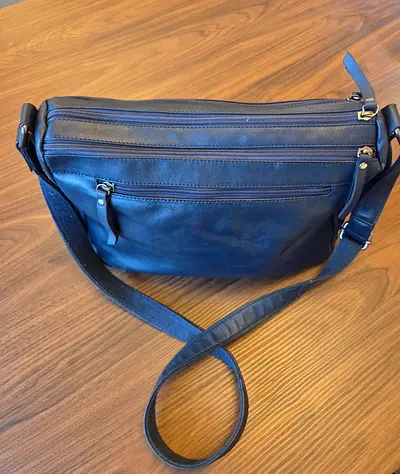 Authentic Milleni Genuine Leather Crossbody Bag - Navy Blue
