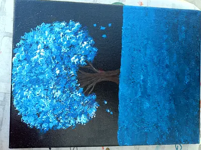Original Acrylic Painting midnight bloosom 💙💙.