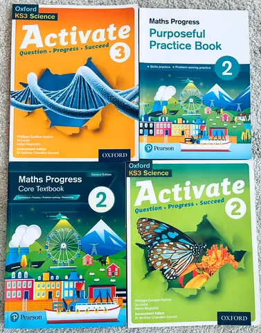 Set of KS2/KS3 Maths  Science Textbooks (Oxford Activate 2  3 + Pearson Maths Progress 2)