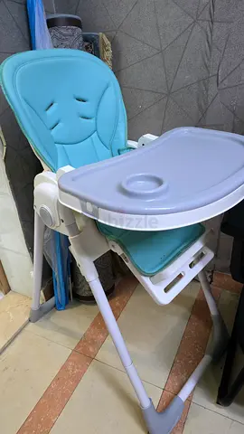 Lightweight Adjustable Baby High Chair with Tray - Blue