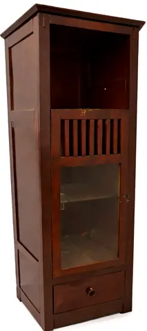 Solid Wood Narrow Display Cabinet with Glass Door and Drawer