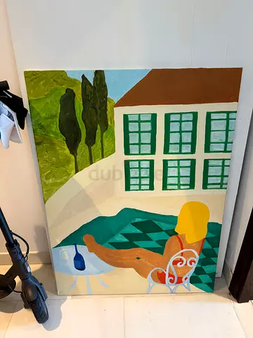 Large Original Modern Painting - Woman by Window Scene