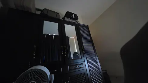 Dark wooden 3-door wardrobe with mirror - good condition