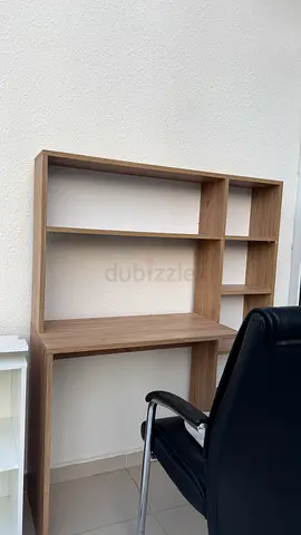 Compact Oak Finish Study Desk with Shelves - Like New