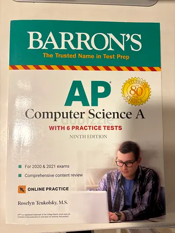 Barrons AP Computer Science A (9th Edition) - Test Prep with 6 Practice Tests