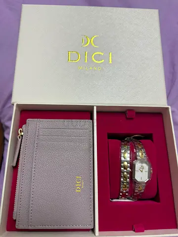 DICI Milano womens watch and cardholder gift set - pink/rose gold