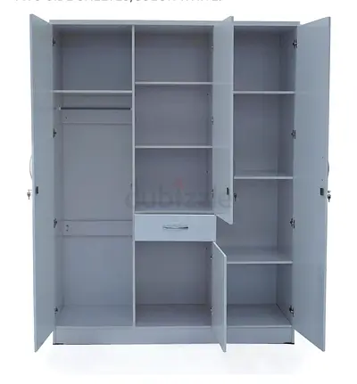 Spacious 3-Door White Wardrobe with Shelves  Drawer — Good Condition