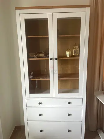 IKEA HEMNES Glass-Door Cabinet w/ Drawers – Solid Wood – Excellent Condition