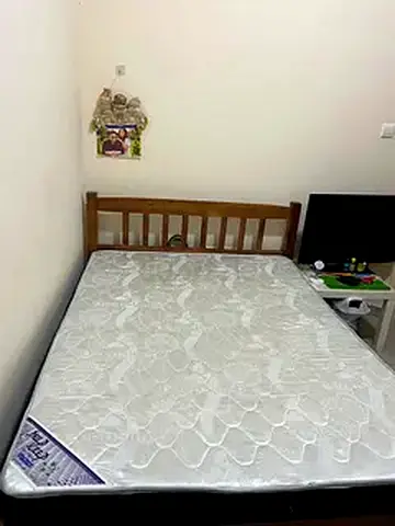 Single wooden bed frame with mattress - good condition