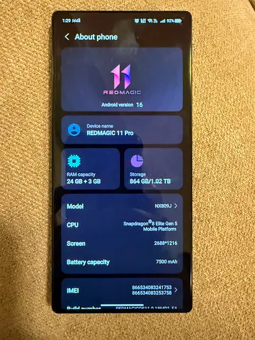 Red Magic 11 pro - 24GB RAM, 1TB, 7500mAh condition like new