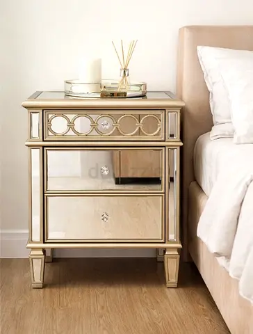 THE ONE Mirrored Side Tables (pair) | Silver Detail | Matching Dresser Available