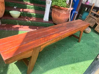 Solid Wooden Bench — Long Outdoor/Indoor Seating