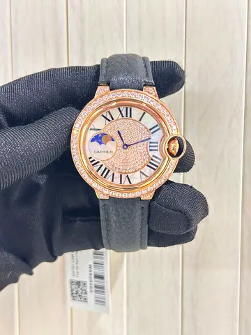 Cartier-style Ladies Rose Gold Moonphase Watch