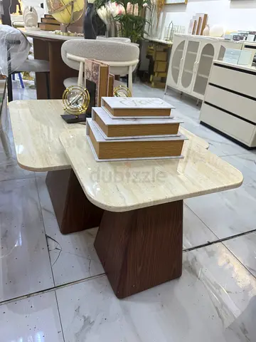 Marble Top Coffee Table Set with metal base