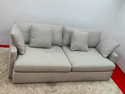 Lounge Deep Crate and barrel beige color 3 seater sofa