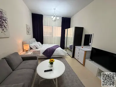 استديو مفروش فرش فندقى للايجار الشهرى بعجمان _ الجرف 2 _ ابراج الياسمين_ شامل جميع الفواتير والانترنت _ مفروش بالكامل بأثاث أنيق