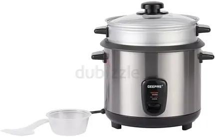 Geepas Electric Rice Cooker with Steaming Tray - 1.5L