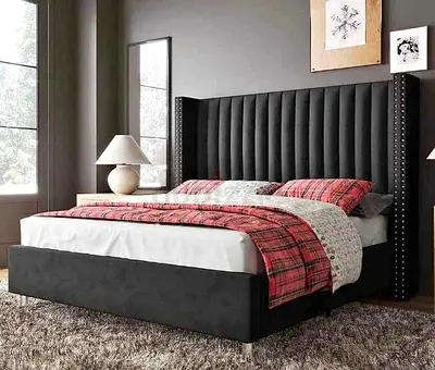 Custom made king size bedframe with soft Fabric Hydraulic storage can be installed