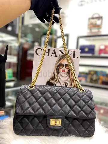 Chanel 2.55 Reissue in Black Crinkled Calfskin Leather (Authentic/PreOwned)